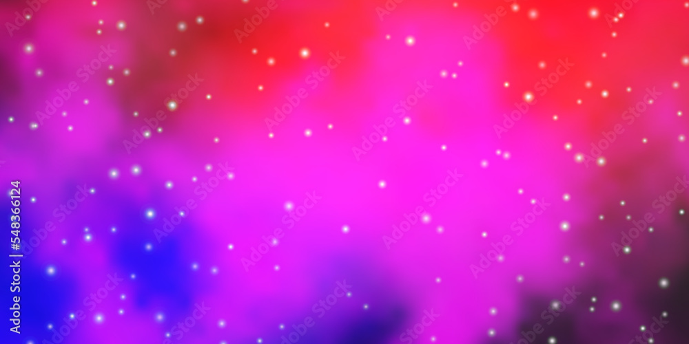 Light Pink, Red vector background with small and big stars.