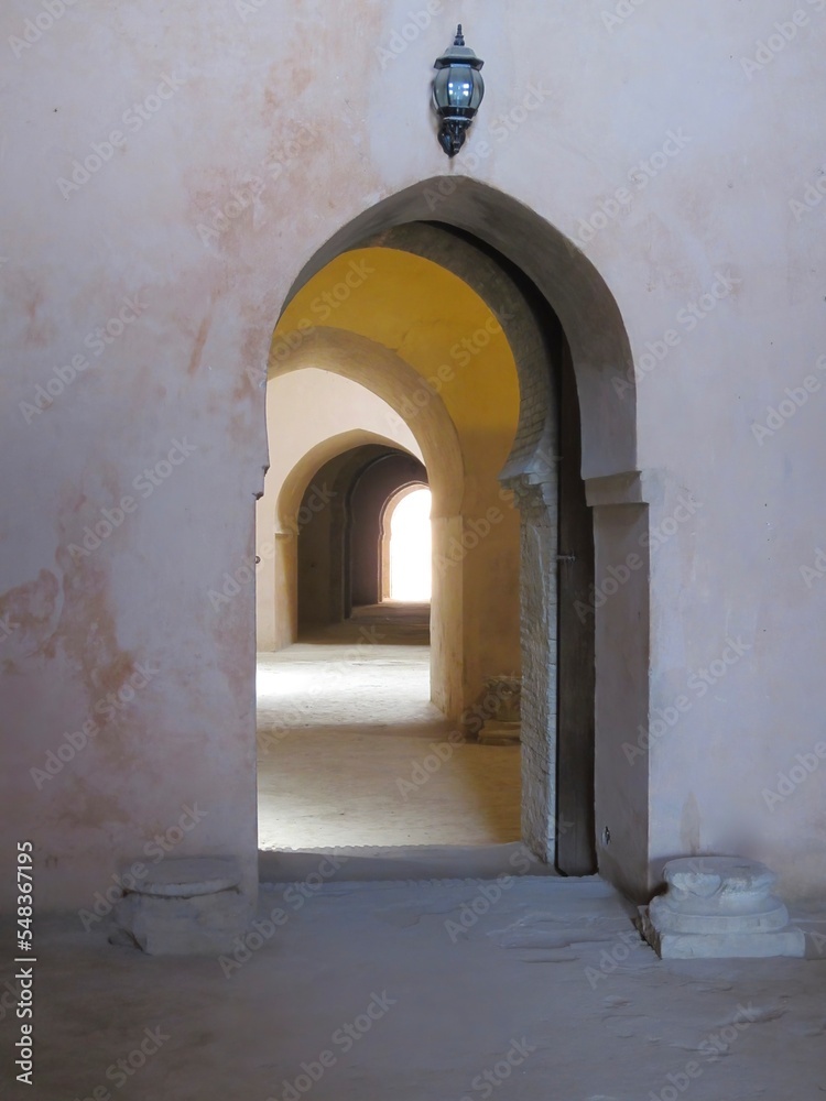 Arches, Meknes, Morocco. Series of arched
doorways at Heri Es Souani, famous site in Morocco.