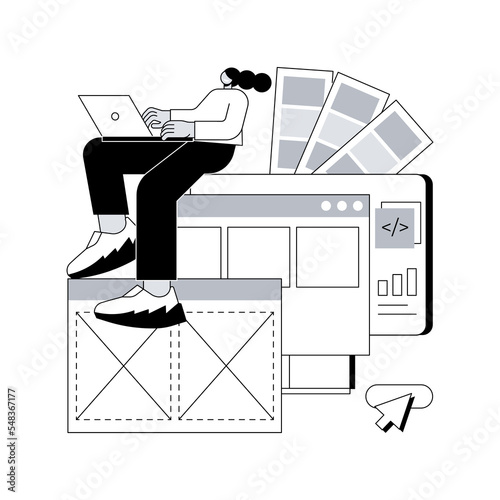 Interface design abstract concept vector illustration. User interface engineering, visual element, create website and application, responsive design, usability test, hierarchy abstract metaphor.