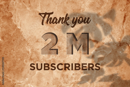 2 Million subscribers celebration greeting banner with Marble Engraved Design