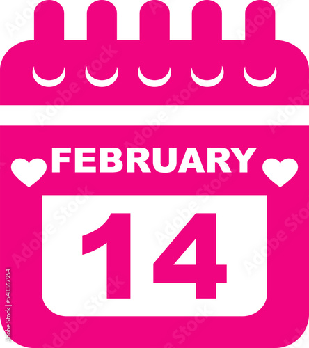  14th February calendar icon