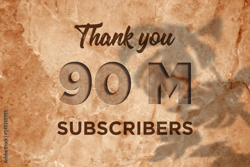 90 Million  subscribers celebration greeting banner with Marble Engraved Design