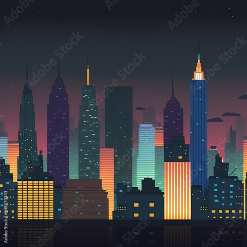 City Skyline City Silhouette 2D Illustrated Illustration In Flat Design