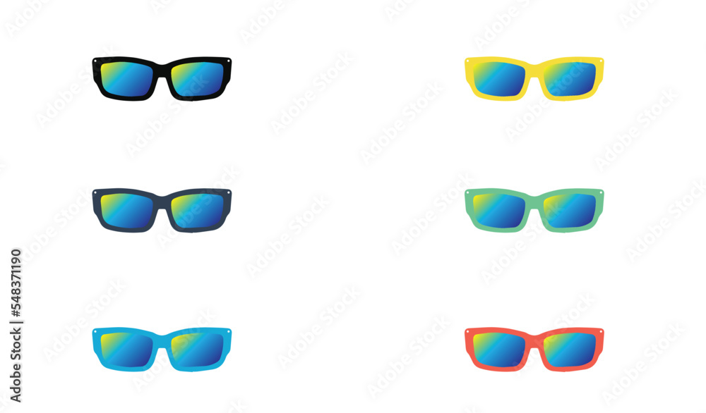 set of cartoon sunglasses colorful 