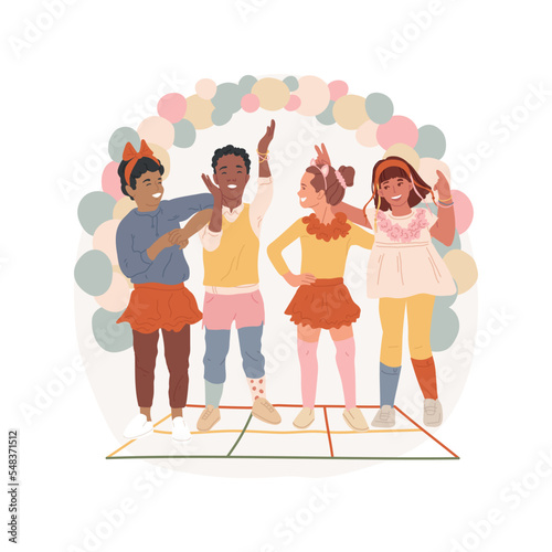 Wacky day isolated cartoon vector illustration. Neon theme day, young teens wear crazy color clothes, different socks, wacky Wednesday, laughing together, school special funday vector cartoon.