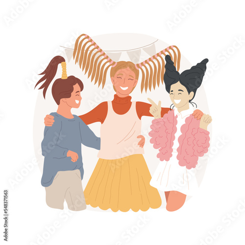 Crazy hair day isolated cartoon vector illustration. Girls with wacky hairstyle, crazy outfit, making hair go wild, school funday theme, special day, festive mood, creativity vector cartoon.