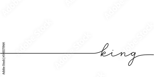 King word - continuous one line with word. Minimalistic drawing of phrase illustration.
