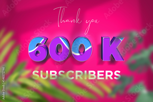 600 K subscribers celebration greeting banner with Blue Purple Design