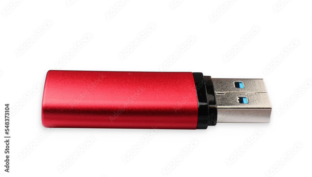 Red usb flash drive isolated on white Red usb flash drive isolated on white