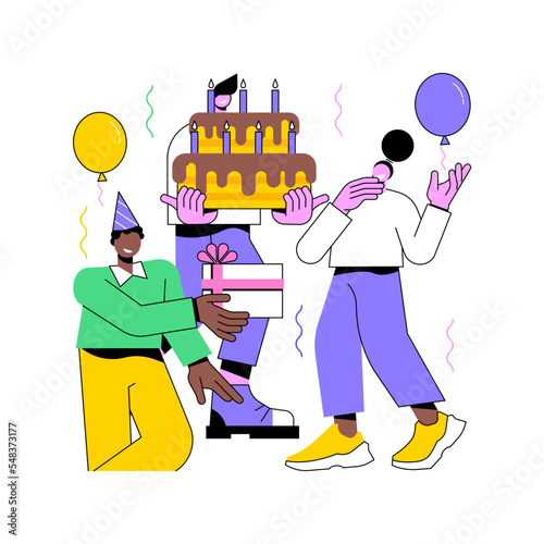 Celebrating with friends isolated cartoon vector illustrations. Friends have fun at the birthday party at home, people relations, celebration event, special occasion vector cartoon.