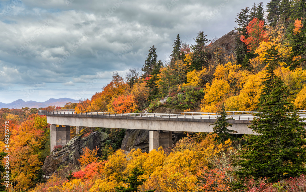 Blue Ridge Parkway National Park - Linn Cove Viaduct in Autumn 