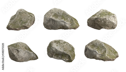 Moss rock shape realistic cut out backgrounds transparent background 3d rendering png file