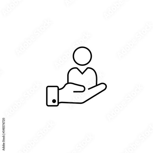 Outline Customer Retention icon. care customer, total inclusive service, line symbol on white background - editable stroke vector illustration eps10