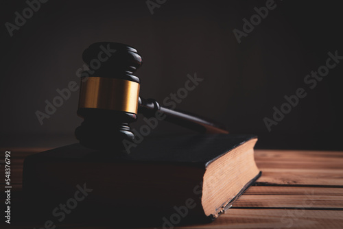 wooden court gavel and book