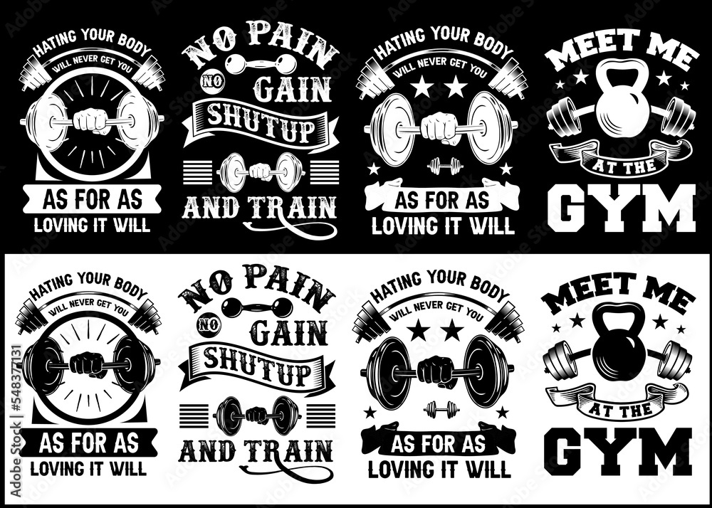 Gym Fitness Workout typography vector print design