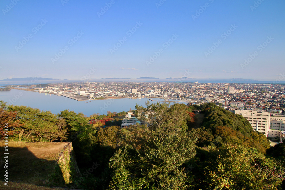 本丸からの眺望・北西・米子城跡（鳥取県・米子市）