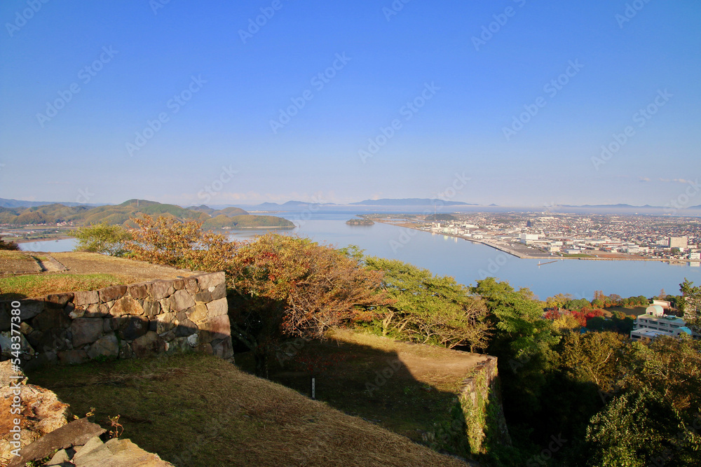 本丸からの眺望・北西・米子城跡（鳥取県・米子市）