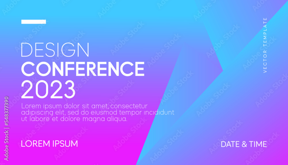 Abstract modern business conference design template with gradient geometric shape effect. Dynamic flyer layout. Vector, 2023