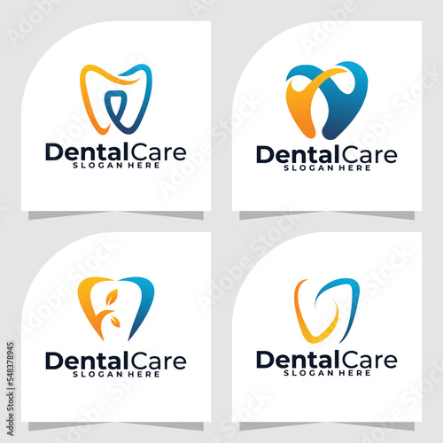 set of dental logo vector design template