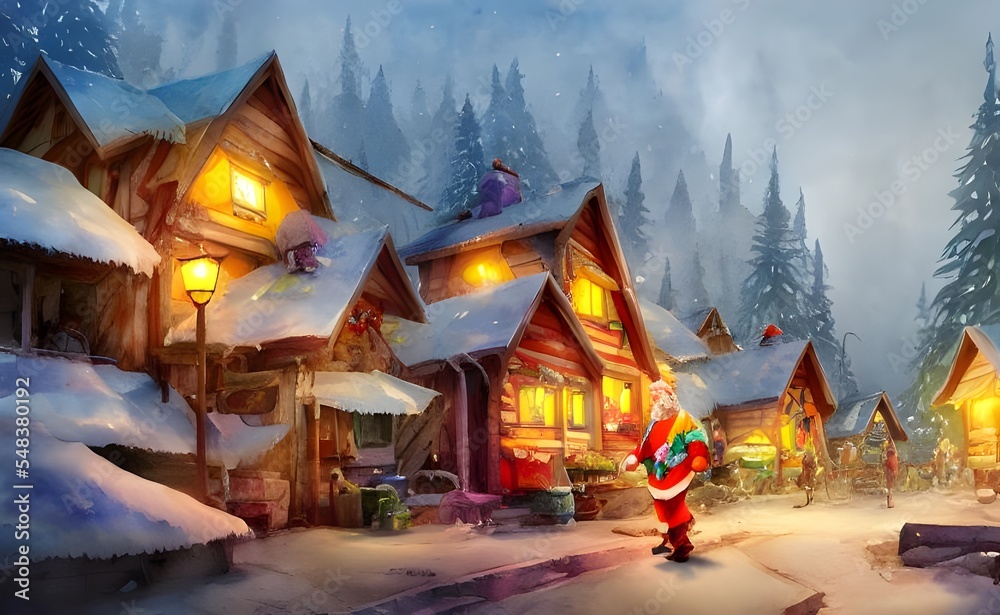 Santa Claus village is a festive place where people come to feel the Christmas spirit. It's a magical time of year, and the village is full of lights, decorations, and happy shoppers.
