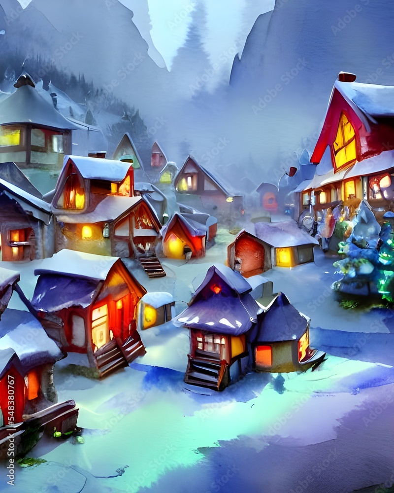 the-village-is-covered-in-snow-and-there-are-houses-made-out-of