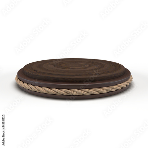 Fotografía Dark wood base with rope around it