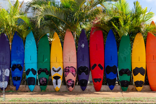 colorful surfboards beach Paia Hawaii