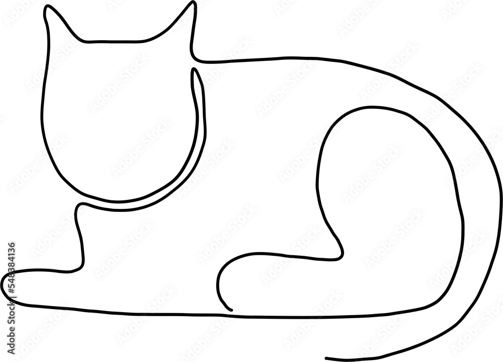 Fototapeta premium simplicity cat freehand continuous line drawing.