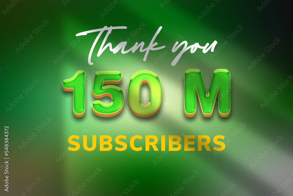 Naklejka premium 150 Million subscribers celebration greeting banner with Candy Design