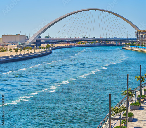 Fotografie, Obraz Tolerance Bridge across Dubai Water Canal, Dubai, UAE