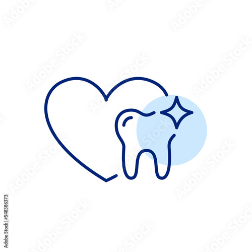 Dental care and medicine. Tooth and heart. Pixel perfect, editable stroke icon