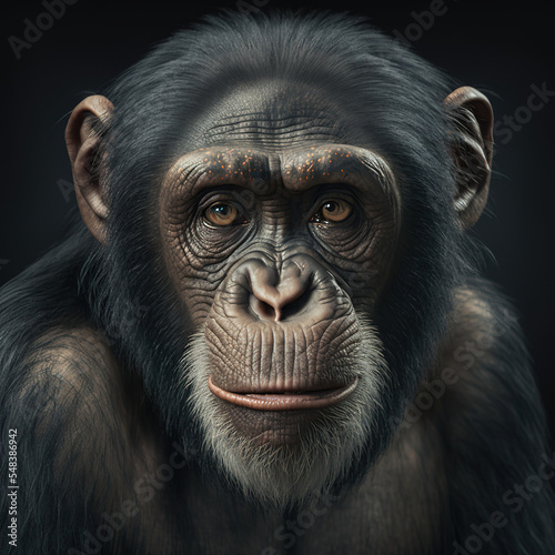 Print op canvas chimpanzee portrait