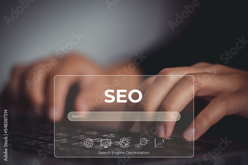 Website developers using computers. Concept of website improvement and development to provide better search results for customers to see at top.