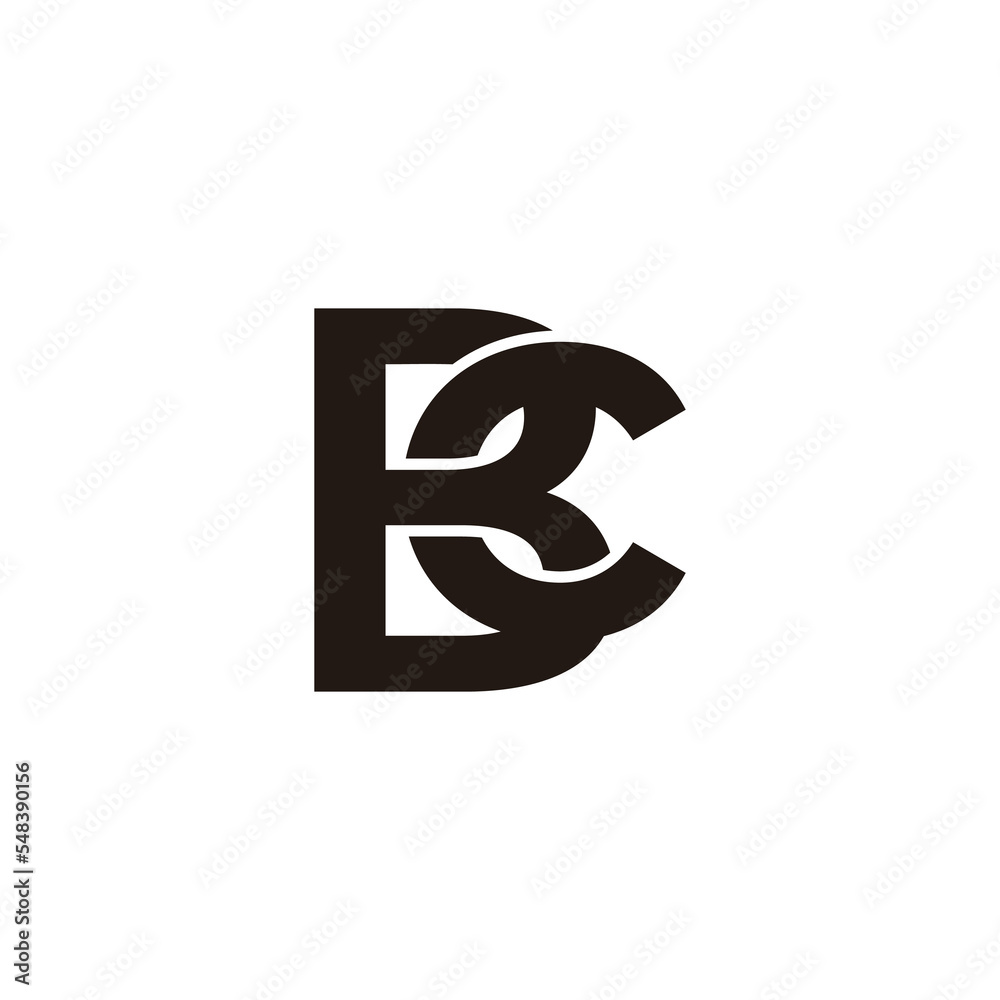 letter bc linked overlap 3d flat logo vector letter bc linked overlap 3d flat logo vector