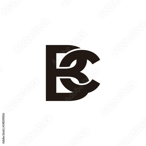 letter bc linked overlap 3d flat logo vector