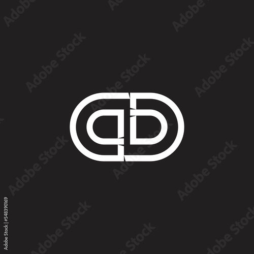 letter qb oval simple geometric line logo vector