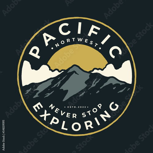 pacific outdoor nature badge illustration design