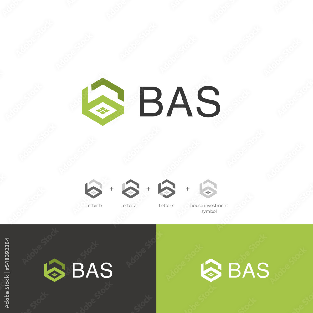 Modern property Initial letter B, A, S logo Modern property Initial letter B, A, S logo