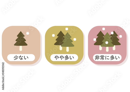 花粉が飛散する段階のアイコン素材セット