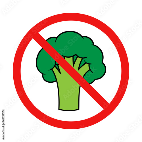No Broccoli Sign on White Background