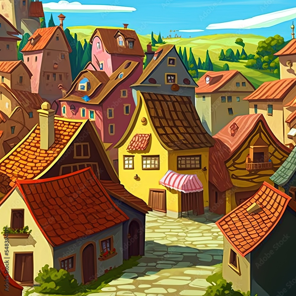 Horizontal scene with many houses Horizontal scene with many houses