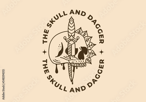 Vintage art illustration of the skull and the dagger