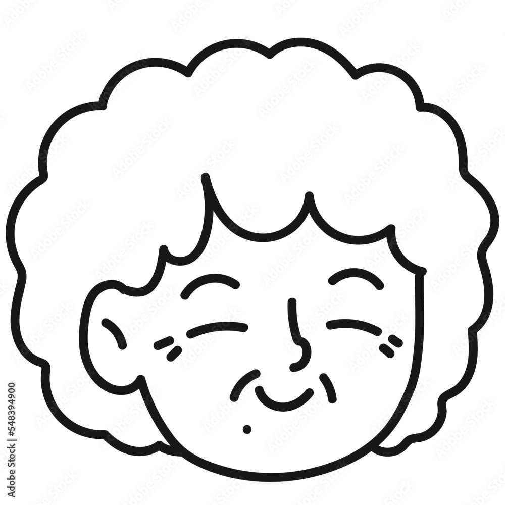 Smiling old woman face vector illustration with black color Smiling old woman face vector illustration with black color