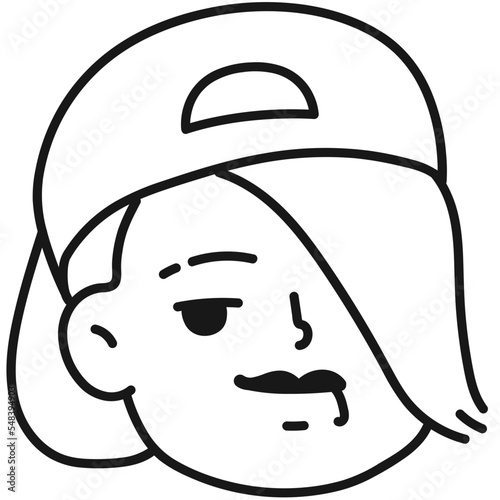 Smirking LGBTQ face vector illustration with black color