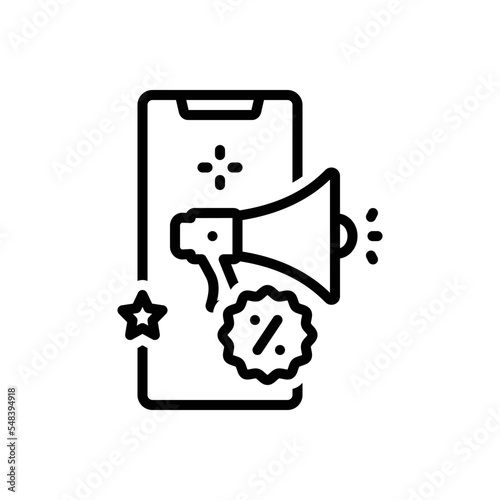 Black line icon for promotion photo