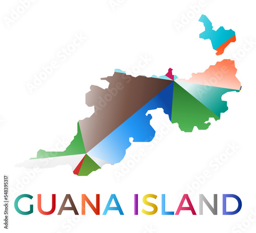 Bright colored Guana Island shape. Multicolor geometric style island logo. Modern trendy design. Awesome vector illustration.
