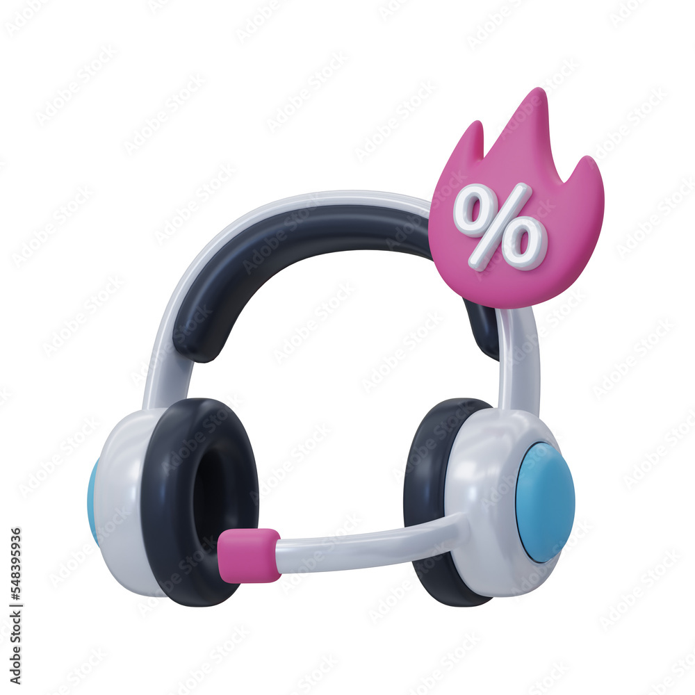 Naklejka premium Hot Headphone Discount 3D Icon