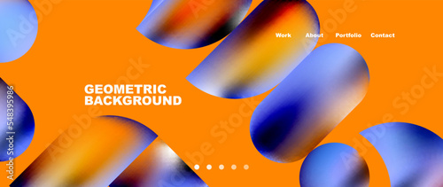 Colorful metallic geometric shapes minimal abstract background