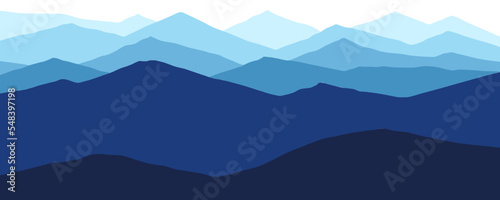 Mountain range panoramic flat style banner background design. © Hero Design