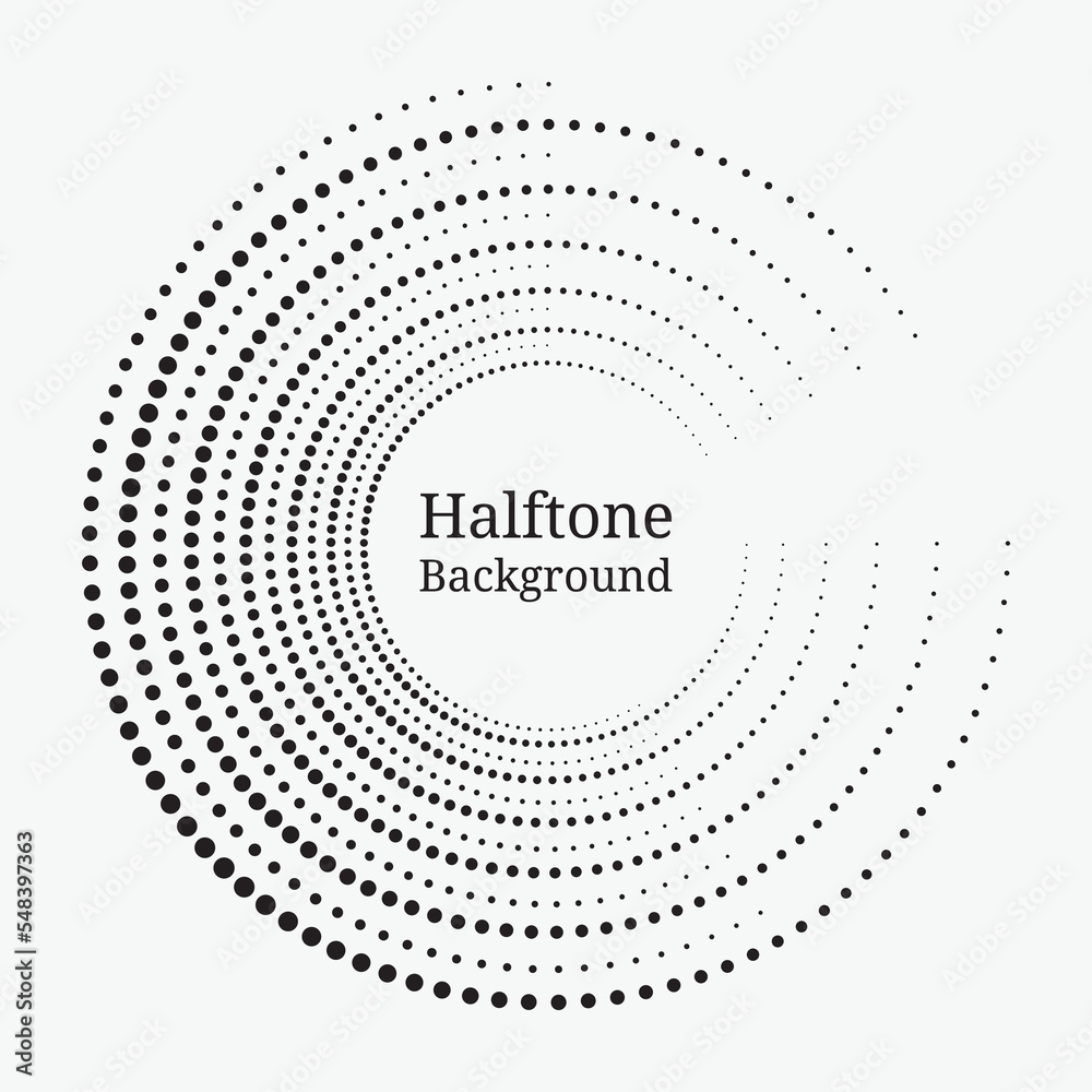 Halftone circular spiral logo set. Circular dotted isolated on the white background. Halftone fabric design. Halftone circle dots texture. Vector design element for various purposes. Halftone circular spiral logo set. Circular dotted isolated on the white background. Halftone fabric design. Halftone circle dots texture. Vector design element for various purposes.